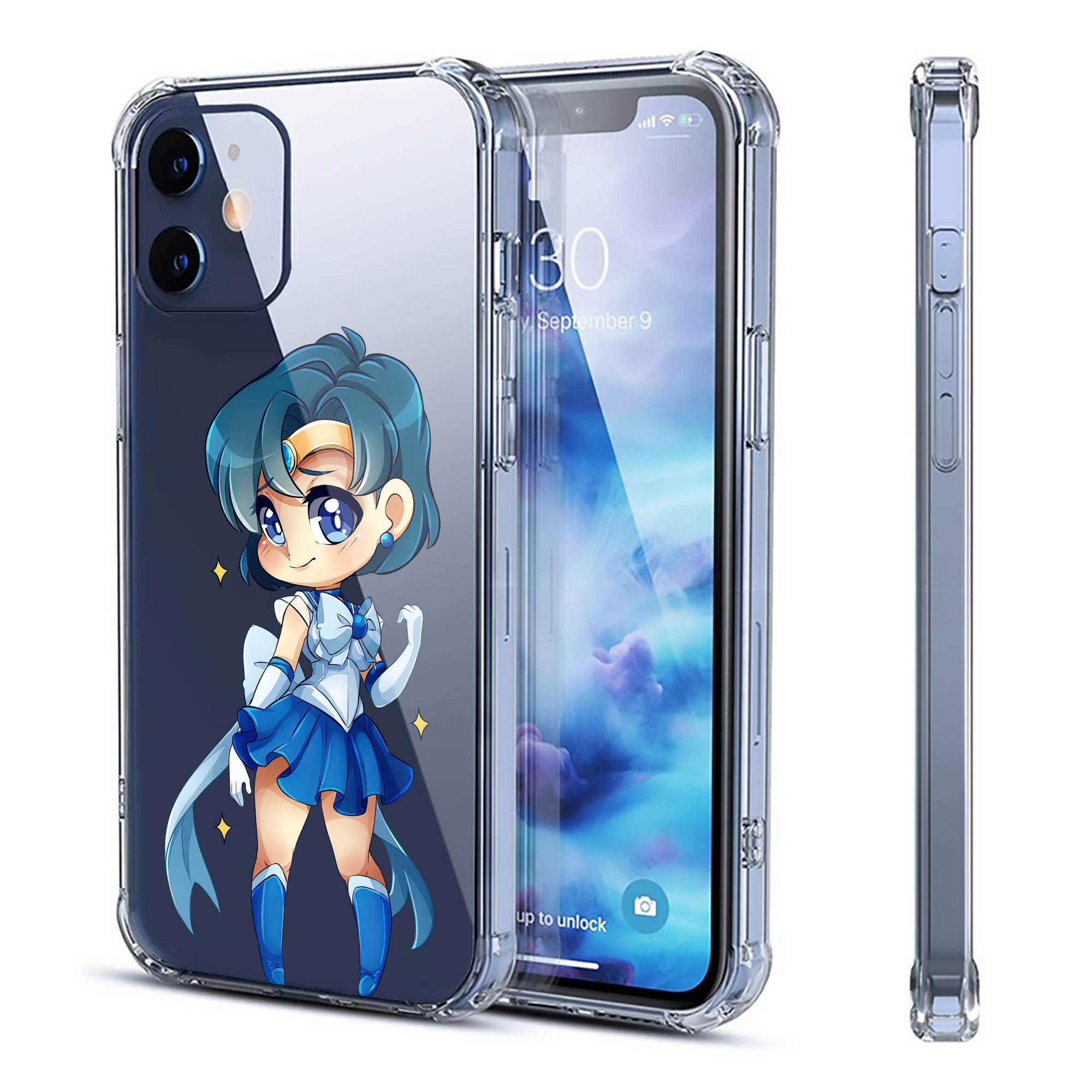 （画像用） 美少女戦士セーラームーン 水野 亜美 みずの あみ Sailor Moon Mizuno Ami 【iPhone 12シリーズ対応】透明スマホケース（クリアソフトケース）